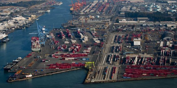Aerial view of the Tacoma port
